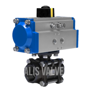 3 piece screwed carbon forged ball valve Pneumatic